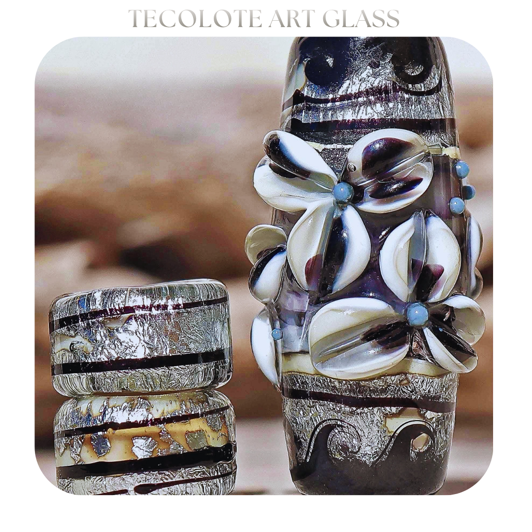 Midnight Blossoms - Art Glass lampwork Focal Bead - BHB Large Hole