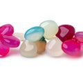 11-12mm Multi Color Chalcedony Plain Heart Beads 7.25 inch 39 pieces