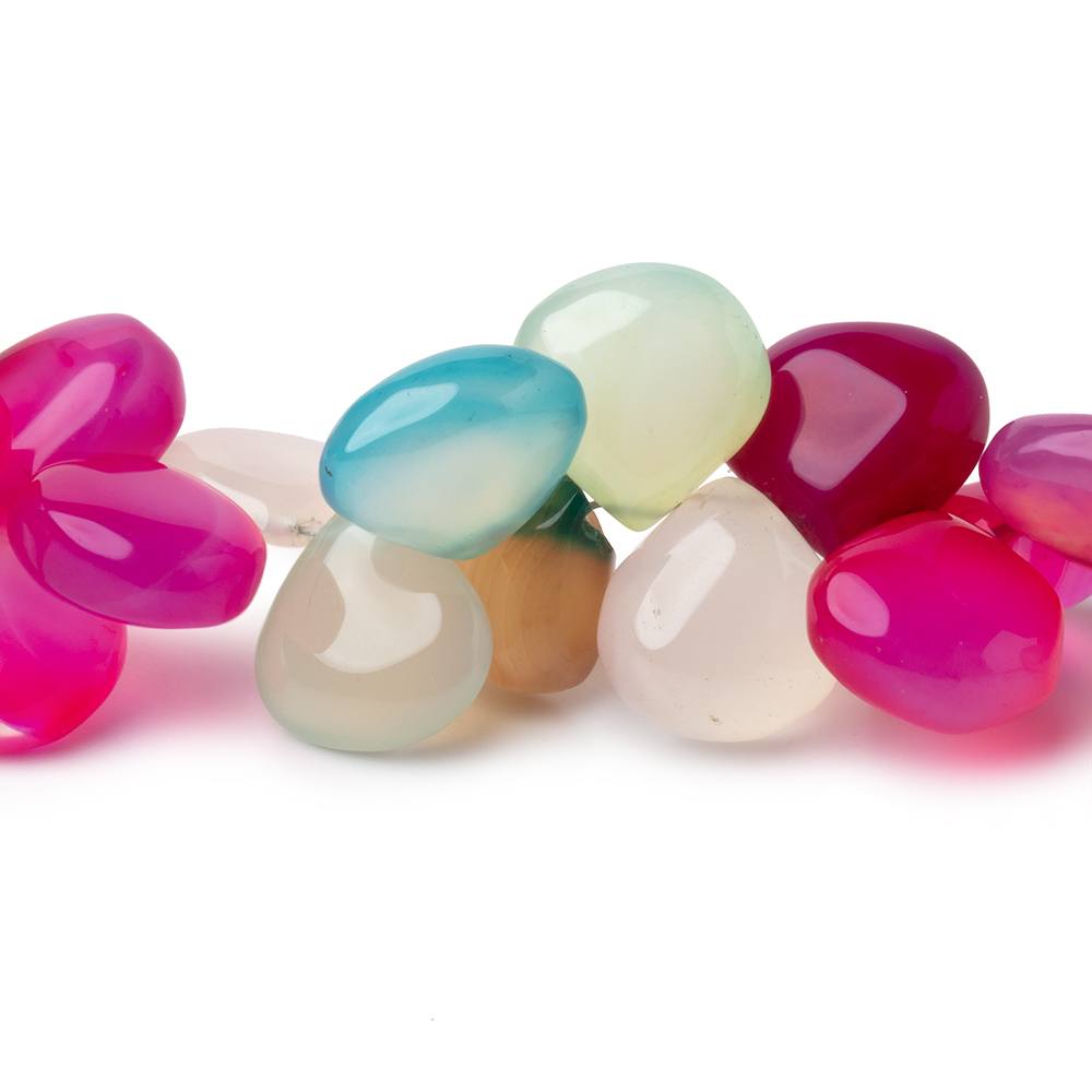11-12mm Multi Color Chalcedony Plain Heart Beads 7.25 inch 39 pieces