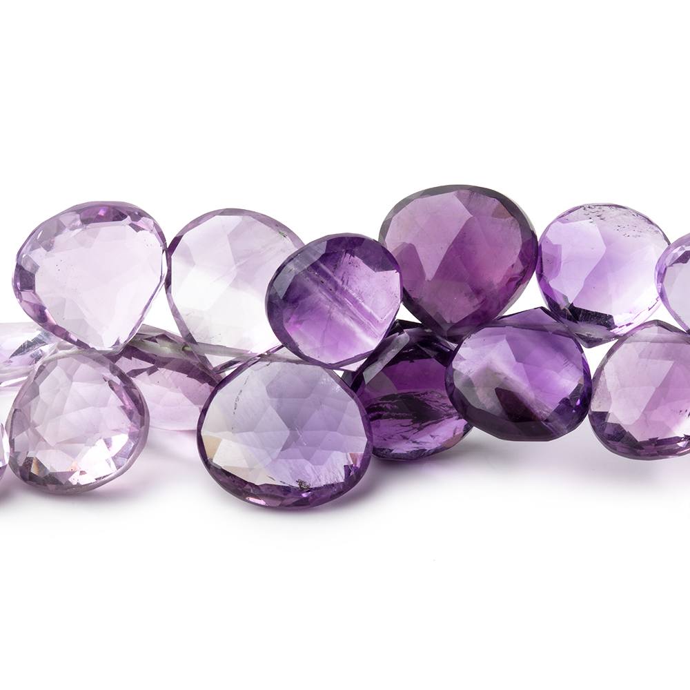 12mm Shaded Amethyst Faceted Heart Beads 8 inch 40 pieces