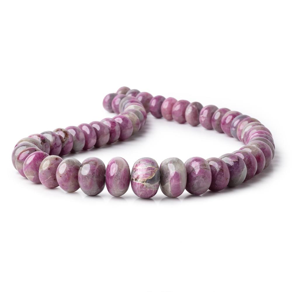 11-17mm Ruby in Marble Matrix Plain Rondelles 16.5 inch 49 Beads 1mm Hole