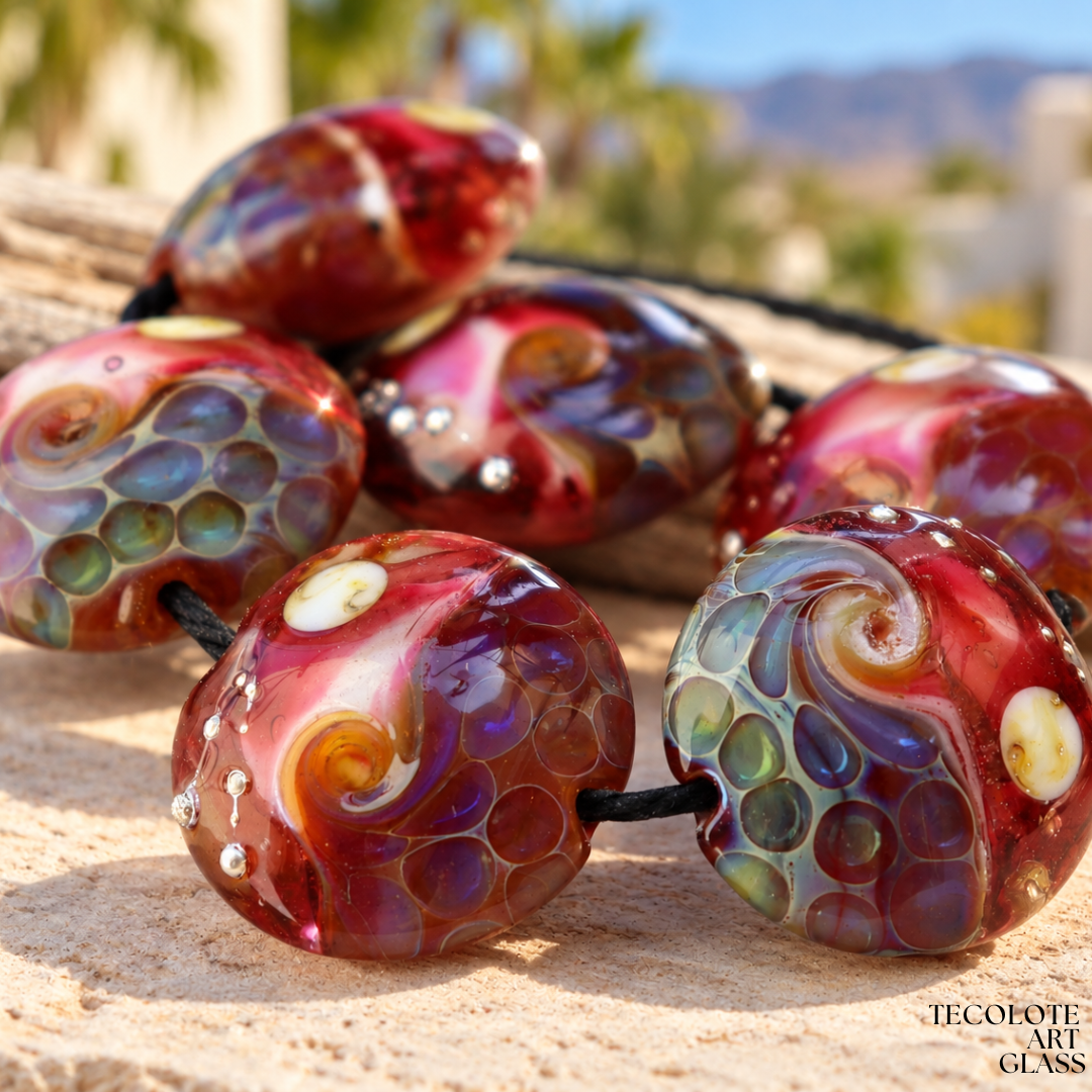 Moonlit Ocean Lentils - Art Glass Lampwork Lentil Beads