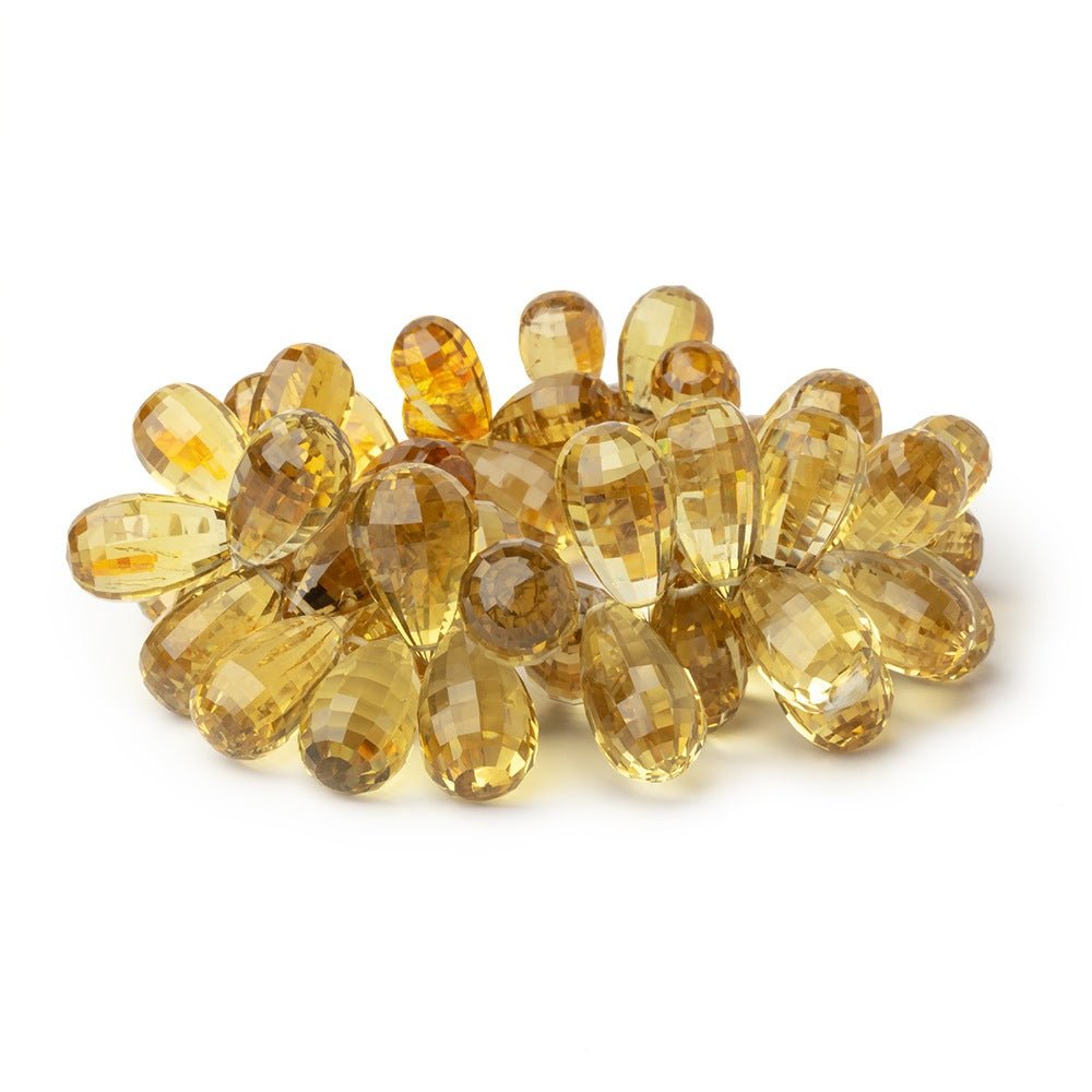 12x7-19x10mm Honey Quartz Faceted Tear Drop Beads 7.5 inch 55 pieces AA
