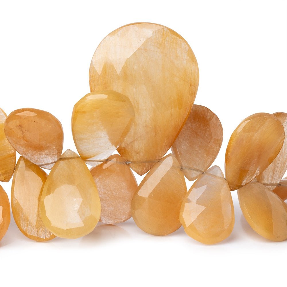14x9-33x24mm Butterscotch Rutilated Quartz Faceted Pears 8 inch 43 Beads