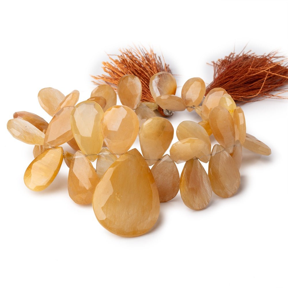 14x9-33x24mm Butterscotch Rutilated Quartz Faceted Pears 8 inch 43 Beads