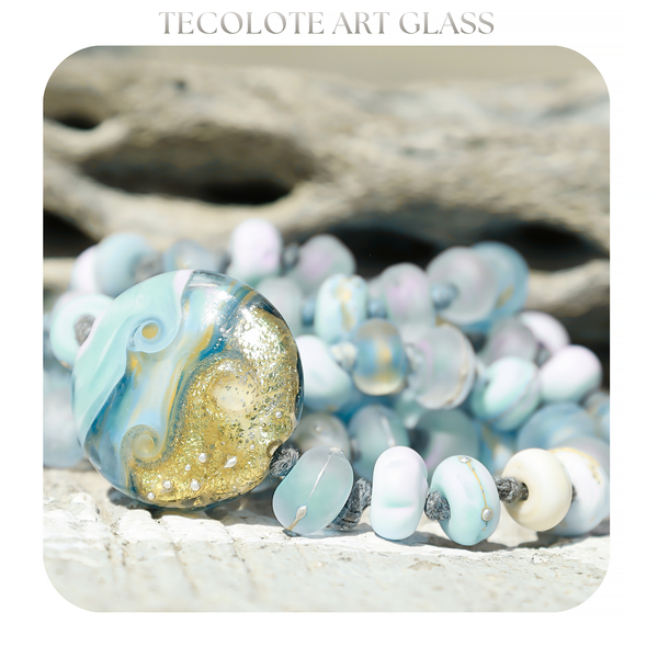 Sea Foam Luxe Necklace - Knotted Art Glass by Jenelle Aubade
