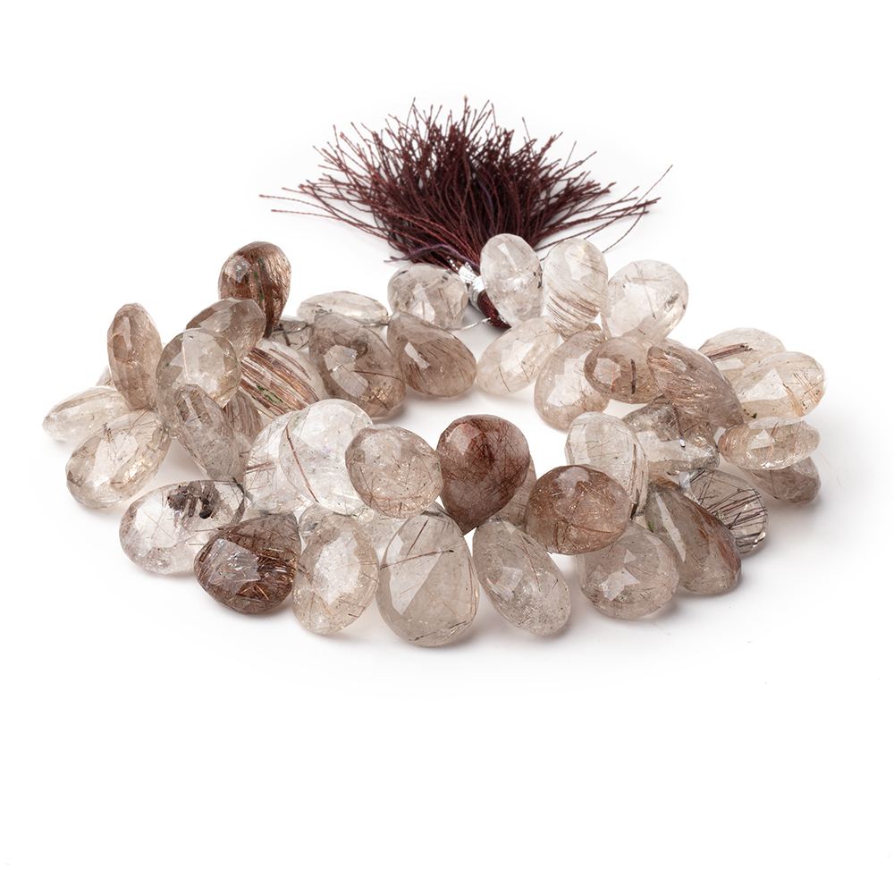 15x11-20x13mm Copper Rutilated Quartz Faceted Pear 8 inch 48 Beads