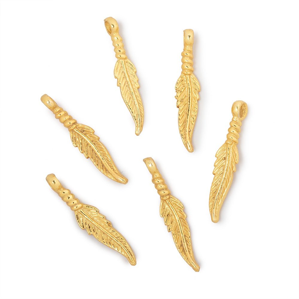 20x5mm Feather Pendant Charm Set of 6 pieces