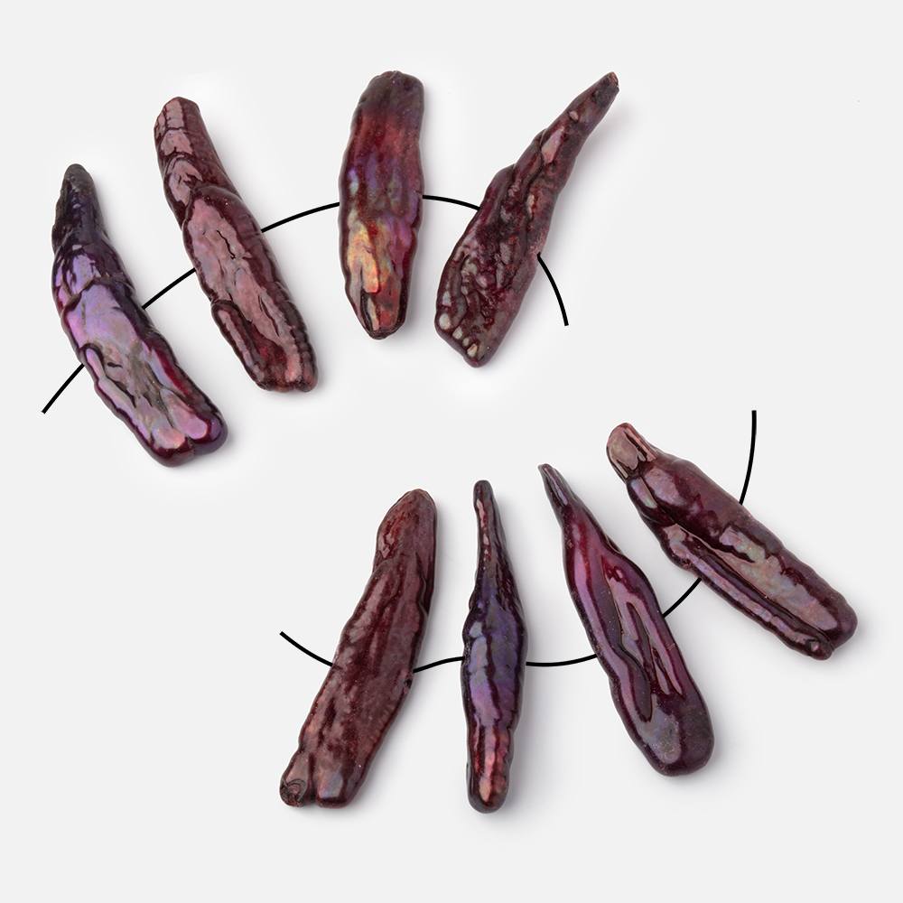 29-35mm Burgundy Side Drilled Biwa Focals Set of 4 pieces