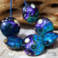 Deep Blackberry Ocean Lentils - Art Glass Lampwork Lentil Beads