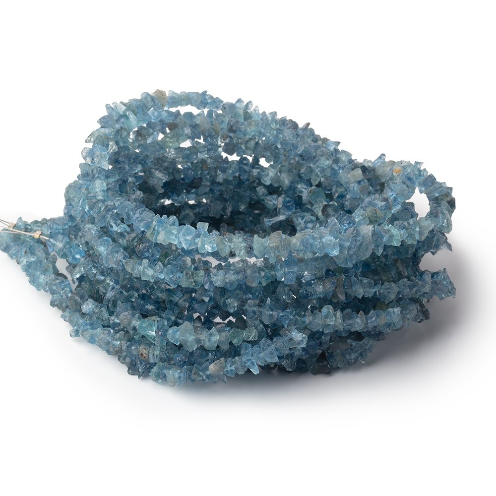 3-5mm Blue Aquamarine Raw Crystal Beads 16 inch 175 pieces