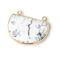32x22mm Vermeil Bezel Dendritic Opal Faceted Half Moon Connector 1 piece