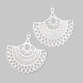 34.5mm Brushed Filigree Fan Charm Set of 2 pieces