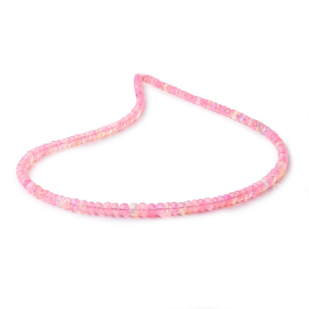 3.5-4.5mm Neon Pink Ethiopian Opal Faceted Rondelle Beads 16 inch 148 pieces