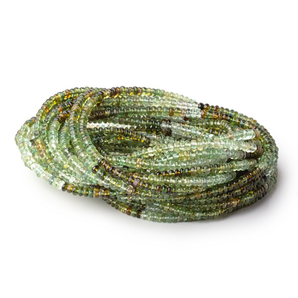 3mm Green Afghani Tourmaline Plain Rondelle Beads 16 inch 215 pieces