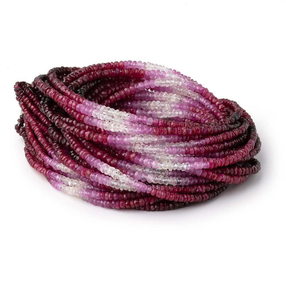 2-3mm Shaded Ruby and Sapphire Faceted Rondelle Beads 16 inch 245 pieces