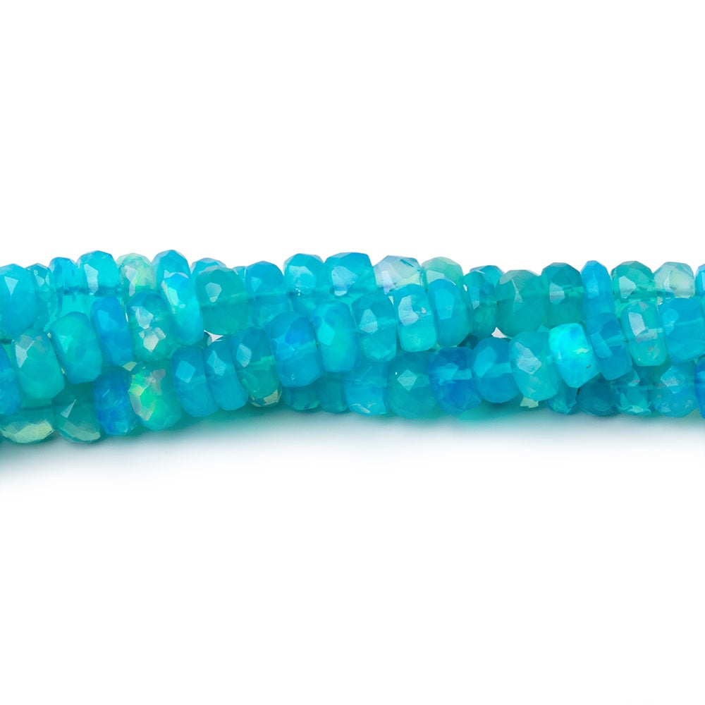 3.5-5.5mm Tropical Blue Ethiopian Opal Faceted Rondelles 16 inch 160 Beads AA