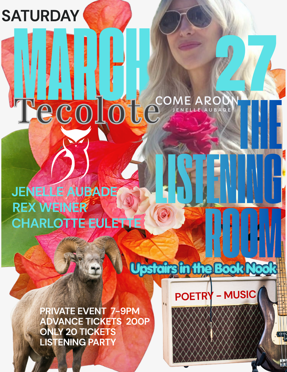 Listening Room - Rex Weiner, Charlotte Eulette, Jenelle Aubade - March 27th 2027- Event Ticket