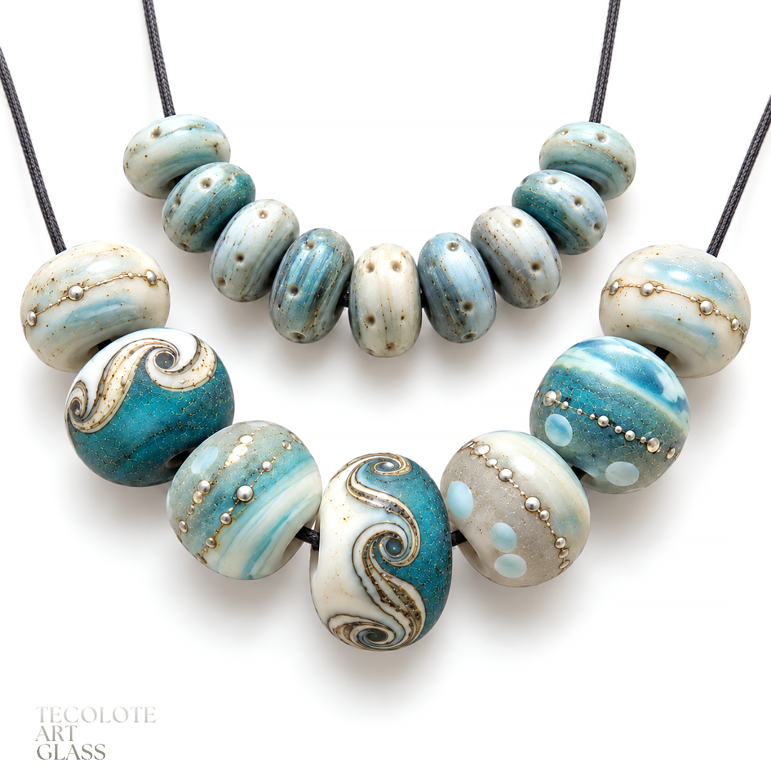 Boho Pearl Tumbled Accents & Organics in four color-ways  - Art Glass Lampwork Bead Collection