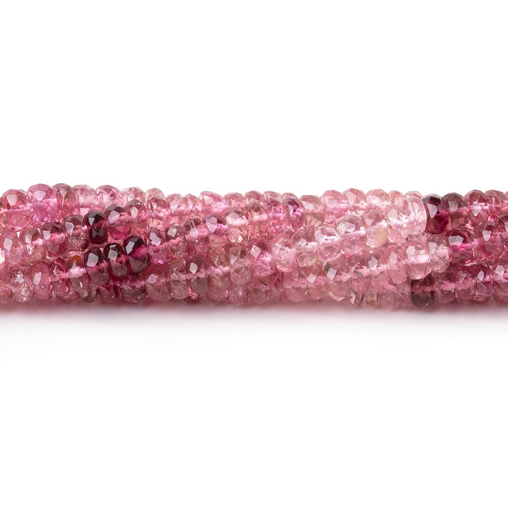 4mm Shaded Pink Tourmaline Faceted Rondelle 14 inch 154 Beads AA