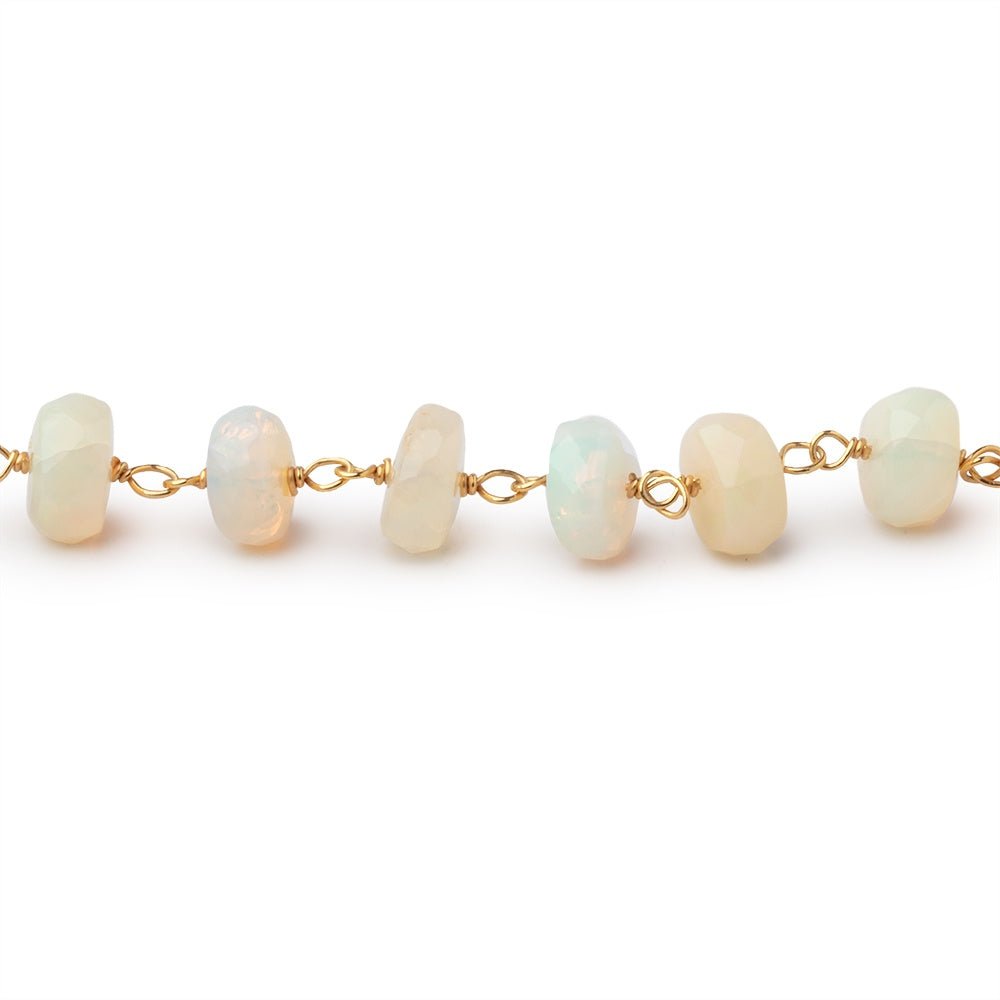 5-7mm Ethiopian Opal Faceted Rondelles on Vermeil Chain