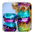 Oasis in Boho Silver - Art Glass lampwork Focal Bead - BHB Large Hole