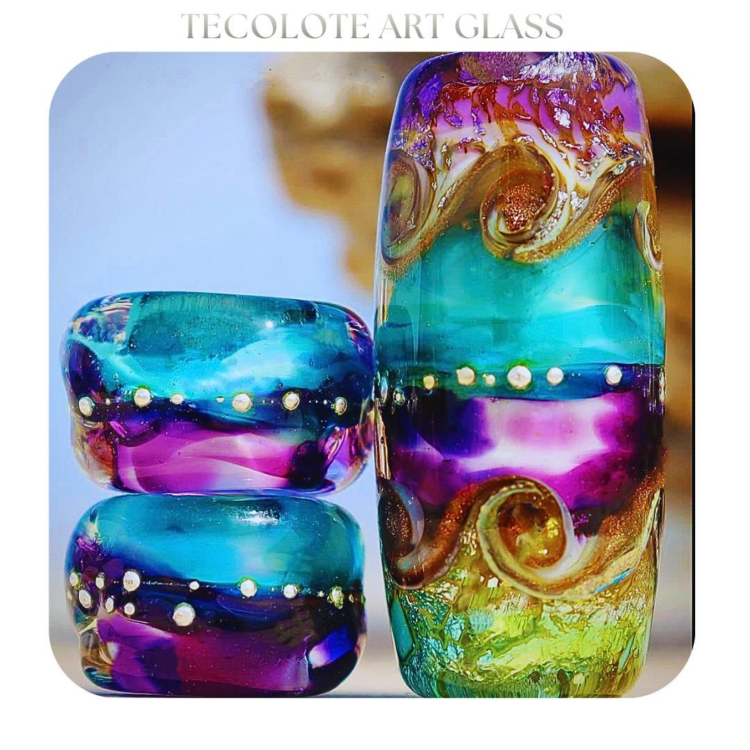 Oasis in Boho Silver - Art Glass lampwork Focal Bead - BHB Large Hole