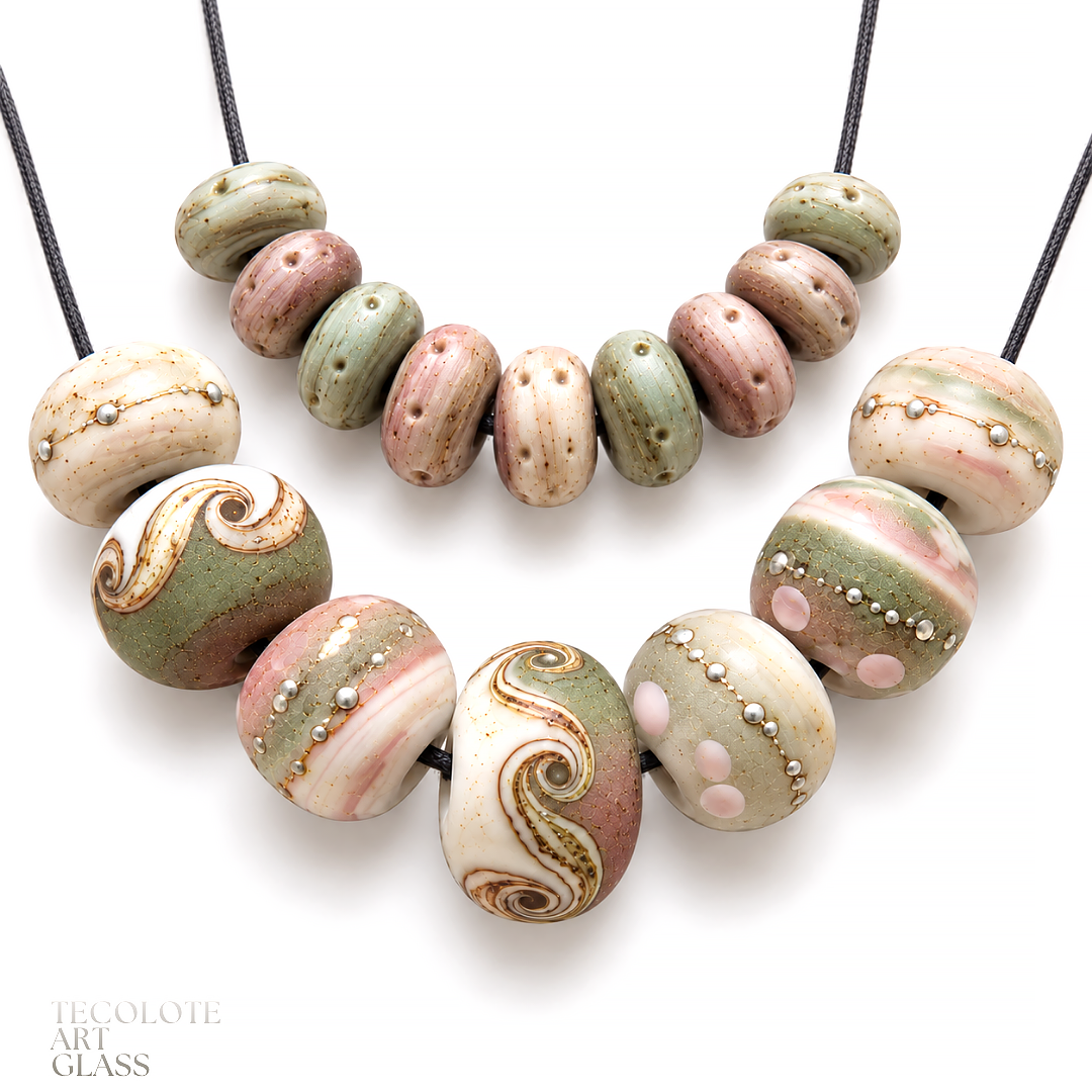 Boho Pearl Tumbled Accents & Organics in four color-ways  - Art Glass Lampwork Bead Collection