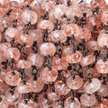 5mm Lepidocrocite Faceted Rondelles on Black Gold over .925 Silver Chain