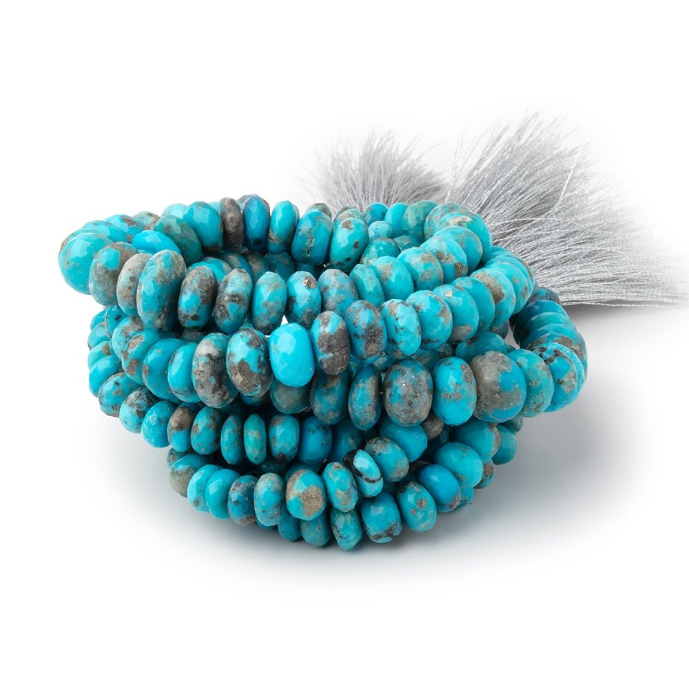 6-10mm Sleeping Beauty Turquoise Faceted Rondelle Beads 16 inch 95 pieces AA