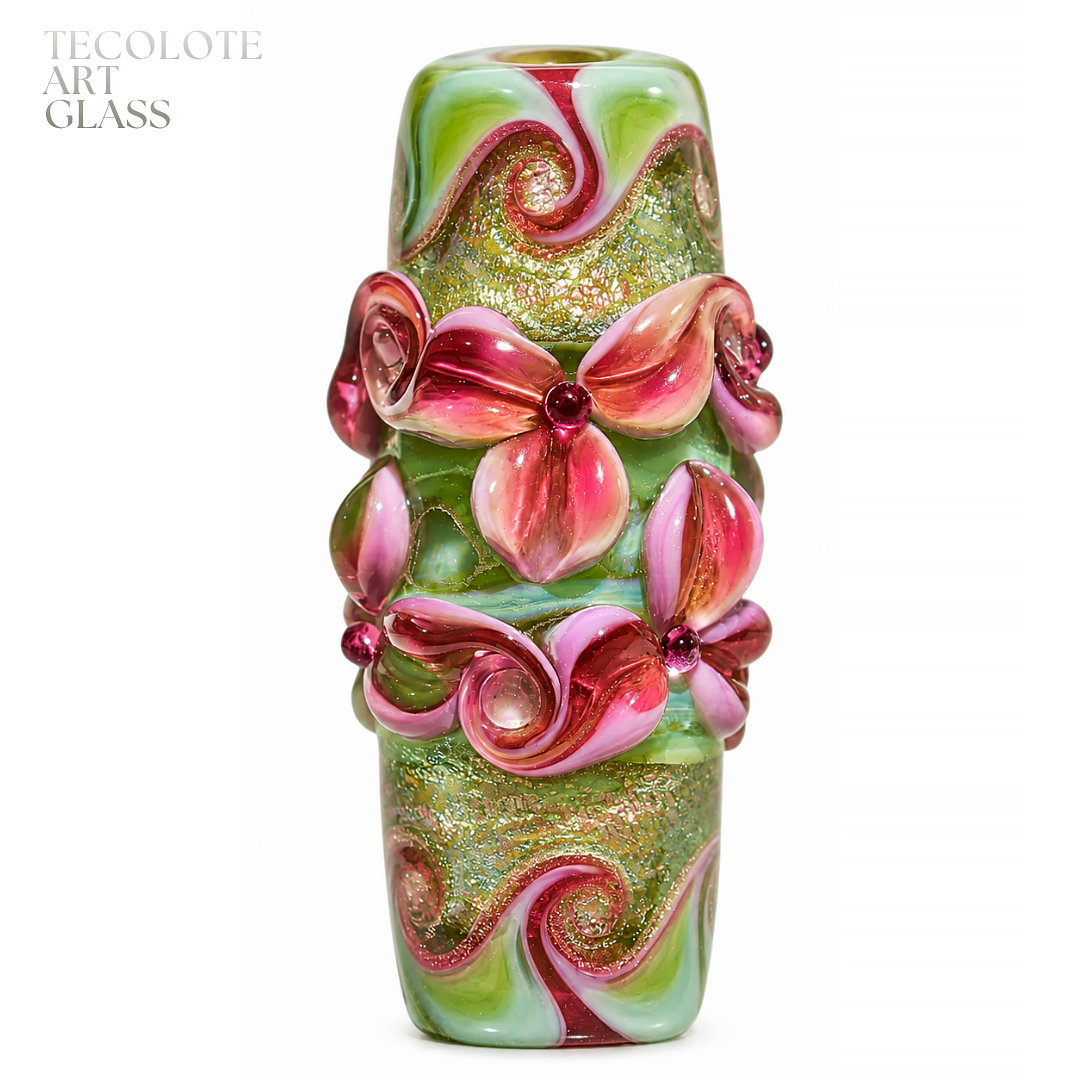 Baja Floral Love Focal Charms - Art Glass Lampwork Bead Collection - Large Hole for Show Lead
