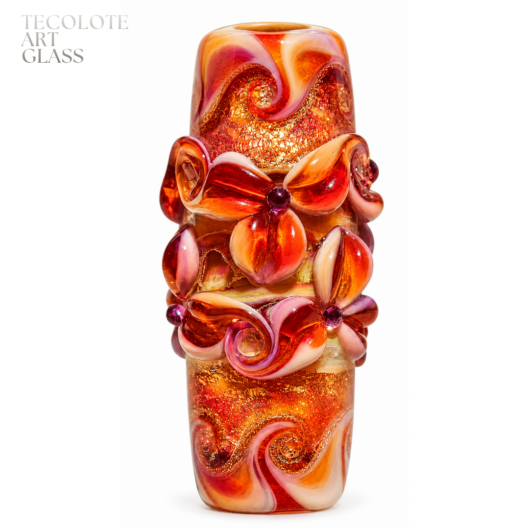 Baja Floral Love Focal Charms - Art Glass Lampwork Bead Collection - Large Hole for Show Lead