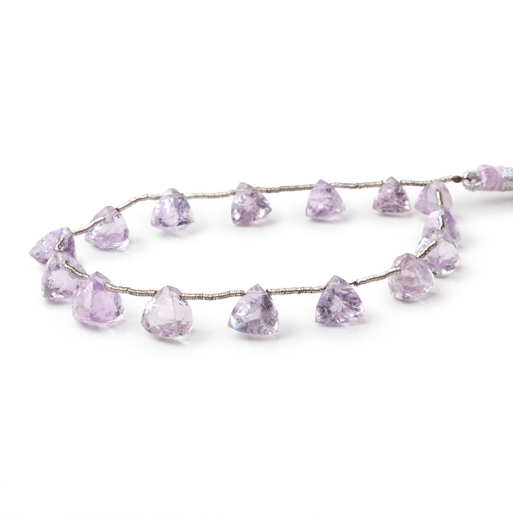 6.5-8mm Pink Amethyst Faceted Trillion Beads 7 inch 15 pieces