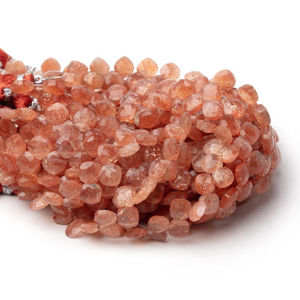 6.5mm Sunstone Corner Drilled Pillow Beads 7.5 inch 45 pieces