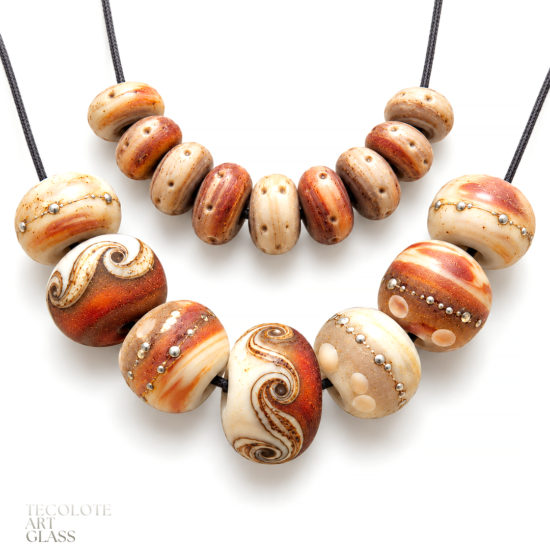 Boho Pearl Tumbled Accents & Organics in four color-ways  - Art Glass Lampwork Bead Collection