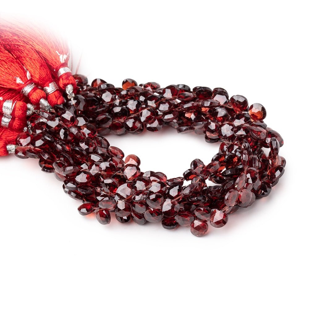 6mm Garnet Faceted Heart Beads 8 inch 56 pieces