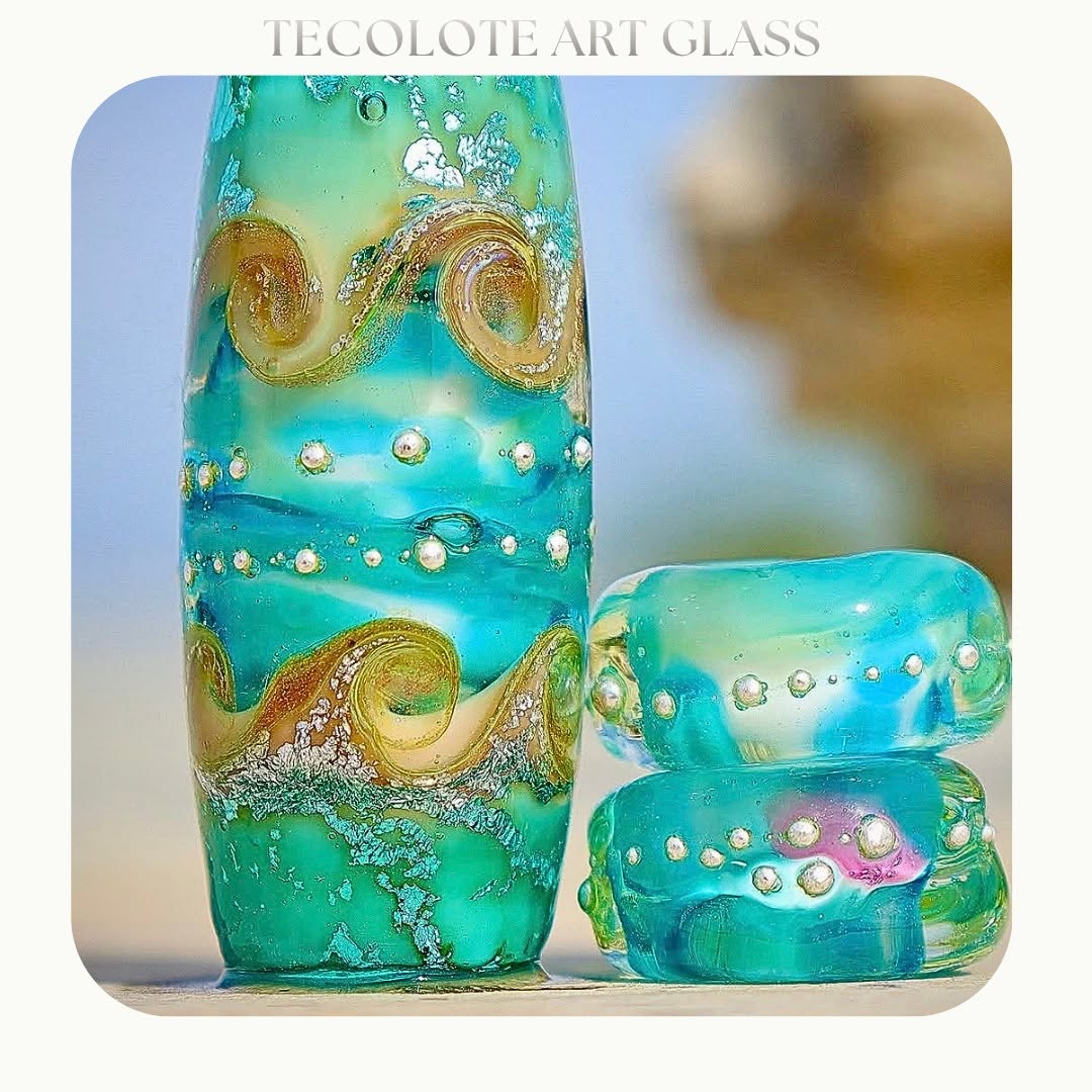 Teal Coast - Art Glass lampwork Focal Bead - BHB Large Hole