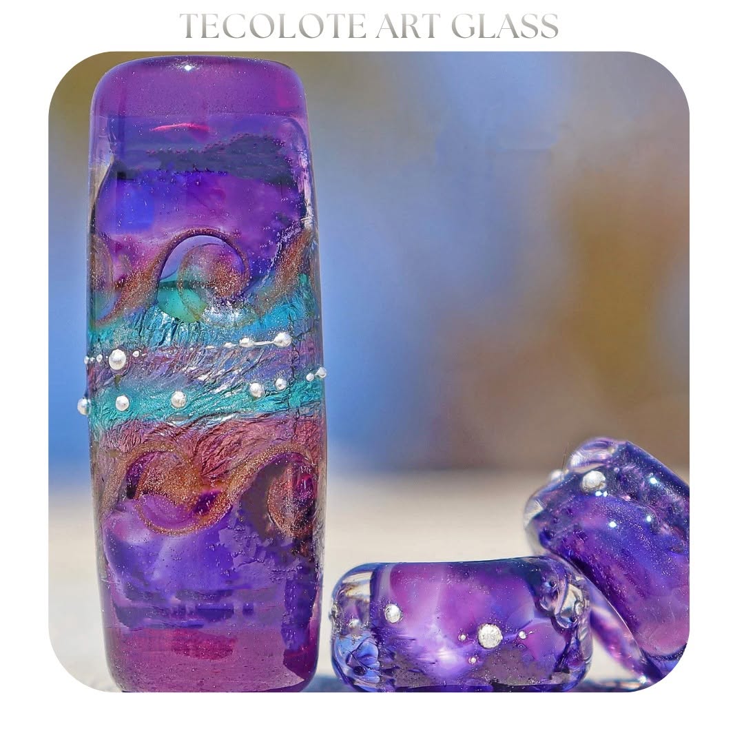 Hyacinth & Indigo Waves - Art Glass lampwork Focal Bead - BHB Large Hole