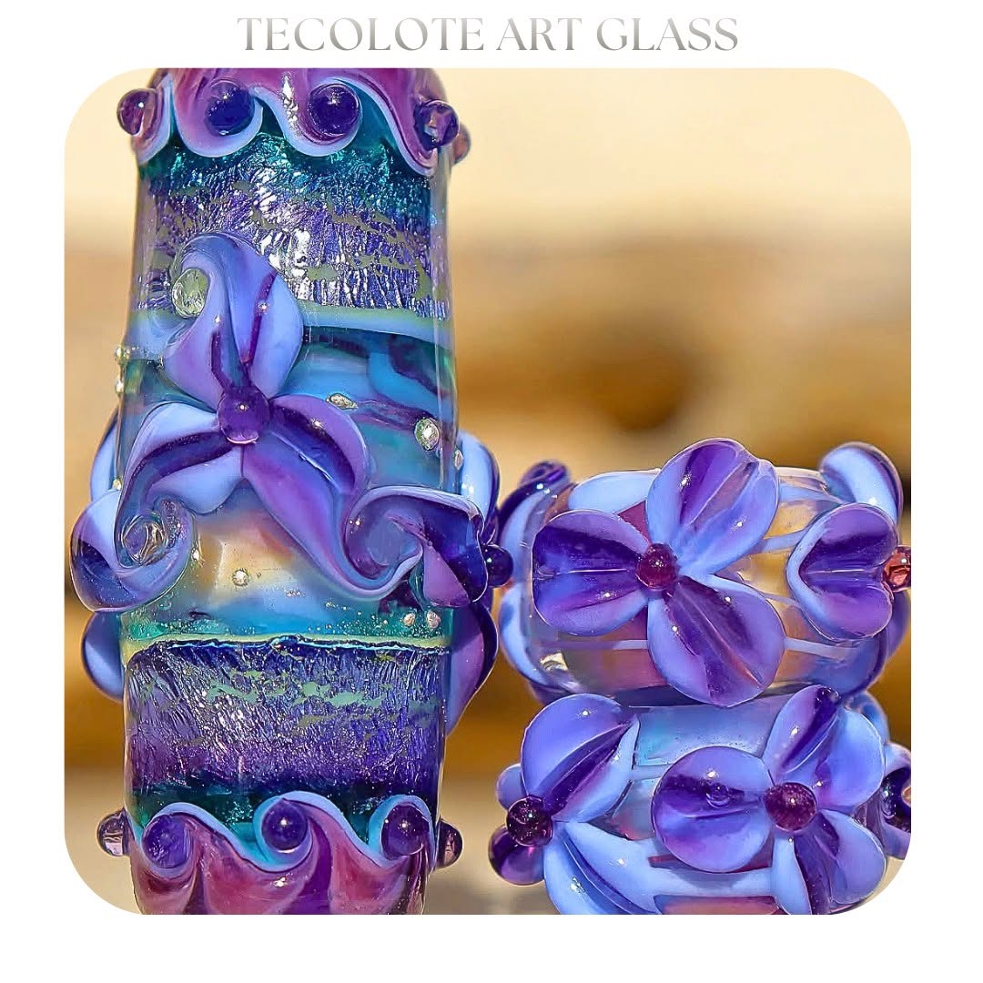 Island Plumeria - Art Glass lampwork Focal Bead - BHB Large Hole