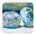 Periwinkle Blues Mosaic Art Glass lampwork Bead Pair