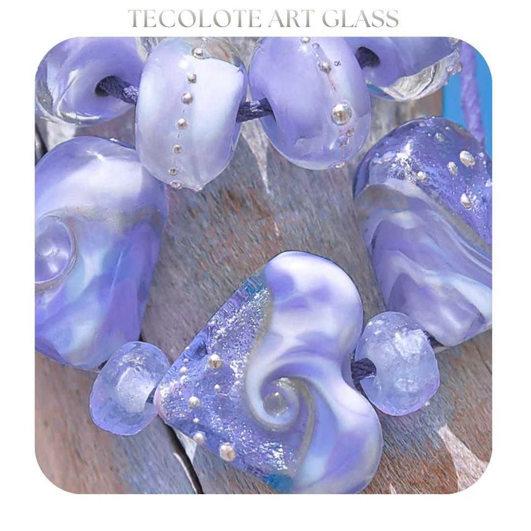 Lilac Petal Love Hearts - Glass Lampwork Bead Set