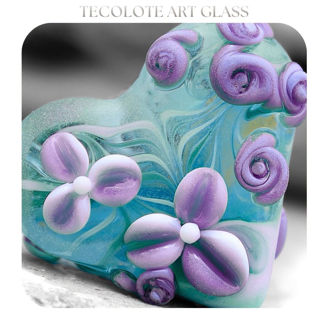 Tumbled Sea Maiden Heart - Art Glass lampwork Bead