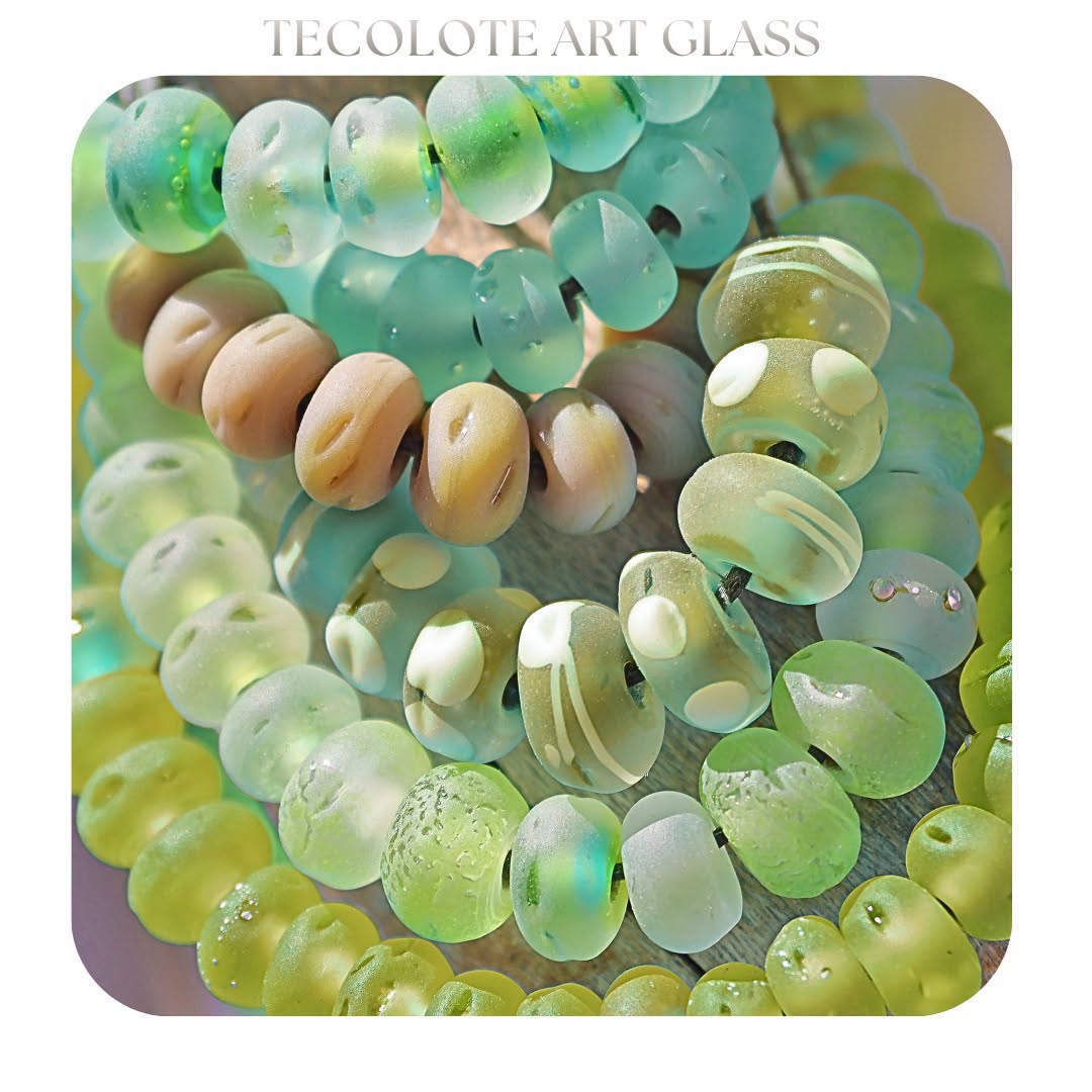 Tumbled Lime & Coconut Accent Collection - Art Glass lampwork Beads