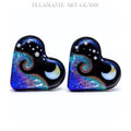 Moonglow over Cabo Hearts Art Glass Lampwork Bead Pair
