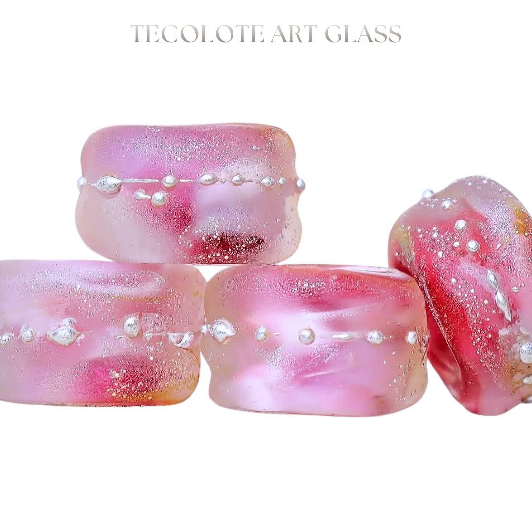 Peony Sea Salt  Charms - Art Glass lampwork Beads - BHB Large Hole for Pandora Bracelets