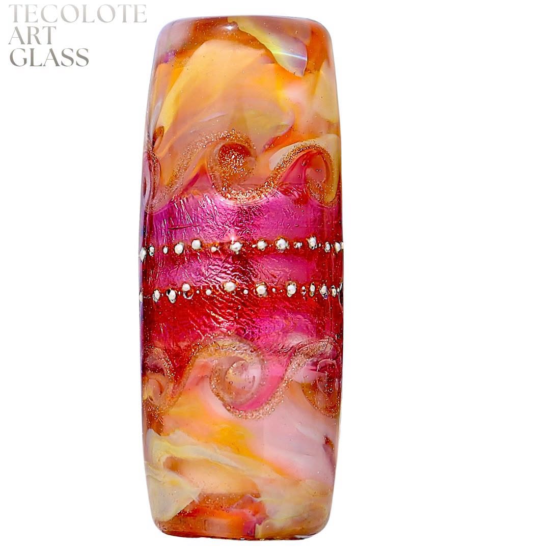 Tropical Hibiscus Art Glass lampwork Focal Bead - BHB Large Hole