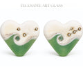 Seaweed & Sea Salt - Art Glass Lampwork Heart Focal Bead Pair
