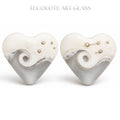 Brushed Sea Salt  - Art Glass Lampwork Heart Focal Bead Pair