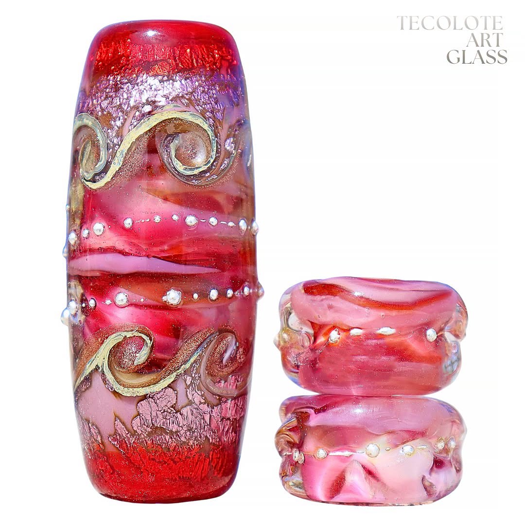 Jamaican Tea at Sunset- Art Glass lampwork Focal Bead Set - BHB Large Hole