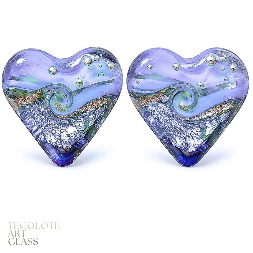 Riviera Boho Art Glass Lampwork Heart Focal Bead Pair